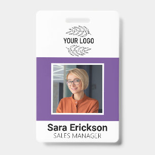Purple Modern ID Card Business Employee QR Badge