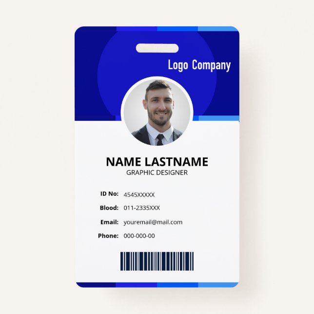 Purple Modern ID Identification Card Photo Badge ID Badge (Front)