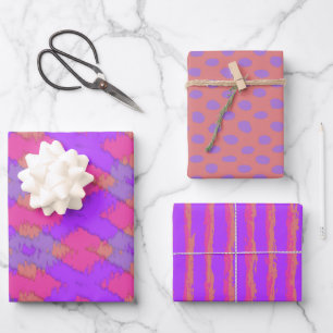 Purple Modern Ikat Pattern Wrapping Paper Sheet