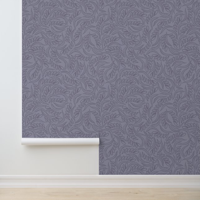 Purple Modern Leaf Pattern Wallpaper (Application)