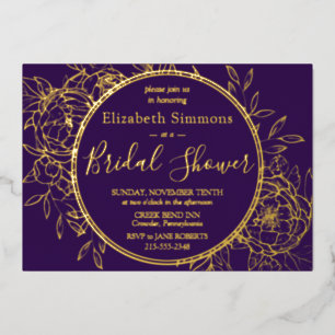 Purple Modern Line Peony Toile Bridal Shower