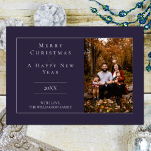 Purple Modern Minimalist Photo Holiday Card