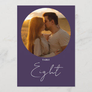 Purple Modern Minimalist Script Table Number