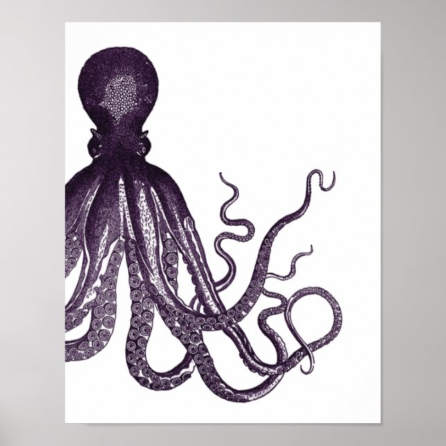 Purple Modern Octopus Poster (Front)