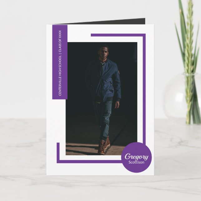 Purple Modern Photo Graduation Invitation (Front)