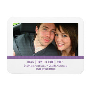 Purple Modern Photo Save the Date Magnet