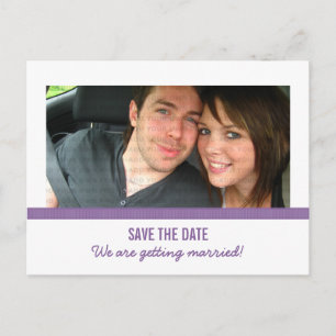 Purple Modern Photo Save the Date Postcard