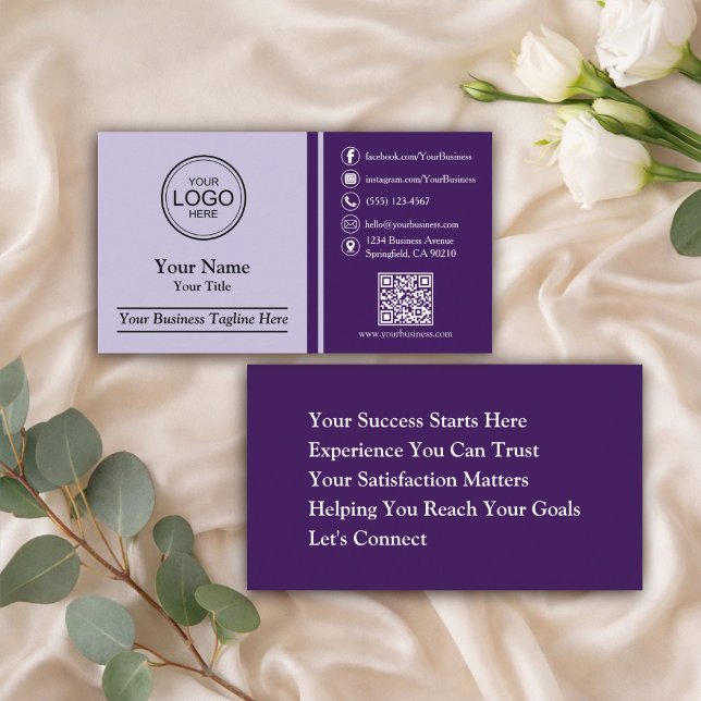 Purple Modern Professional Custom QR Code Classic  Business Card (Creator Uploaded)