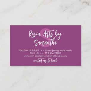 Purple Modern Resin Product Care Guide Business Card