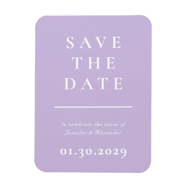 Purple Modern Save the Date Magnet (Vertical)