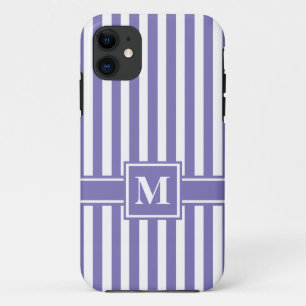 Purple Modern Stripe with Monogram Case-Mate iPhone Case