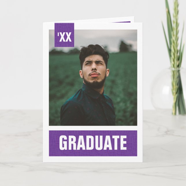 Purple Modern Textured Photo Graduation Invitation (Front)