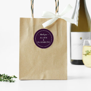 Purple Modern Thank You Card Wedding Favour Classic Round Sticker