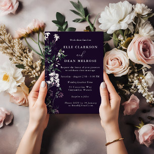 Purple Modern Wildflower Lavender Wedding Invitation