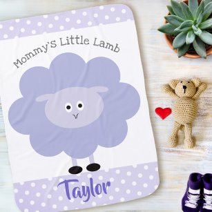 Purple Mommys Little Lamb Cute Gender Neutral Name Baby Blanket