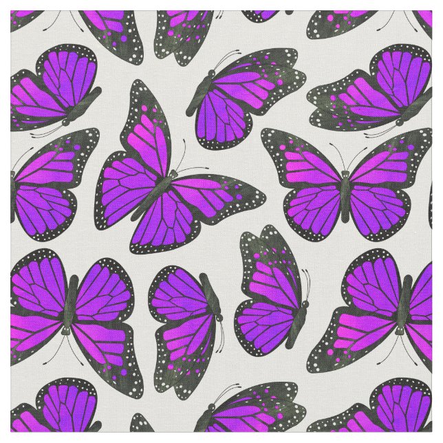 Purple Monarch Butterfly Pattern Fabric (Close Up)