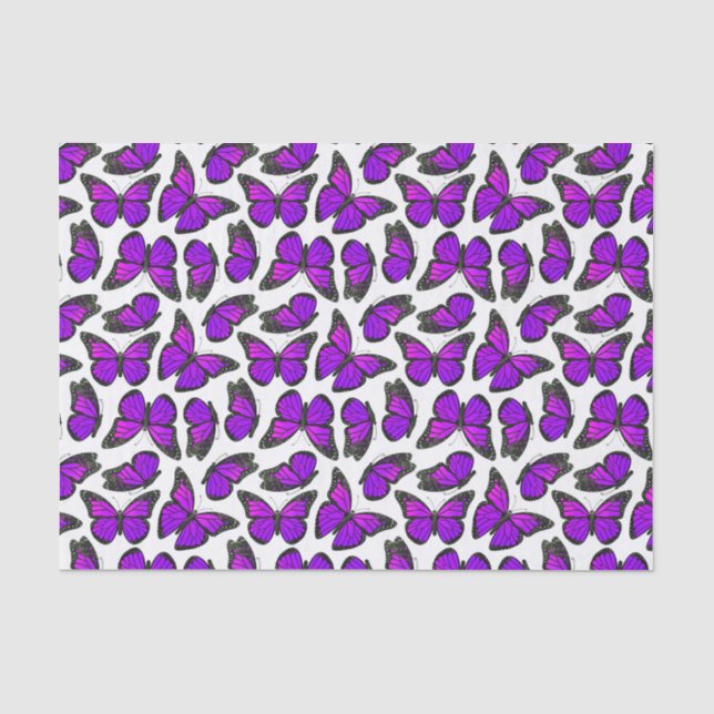 Purple Monarch Butterfly Pattern Tissue Paper (Front)