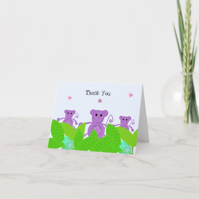 Purple Monkey Thank You Card (Front)