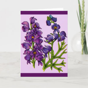 purple monkshoods flowers print card