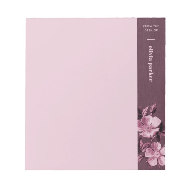 Purple Monochromatic Blooms Floral Custom Notepad (Front)