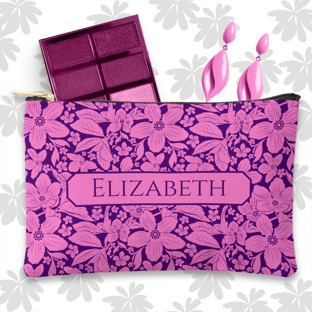 Purple Monochrome Tropical Floral Accessory Pouch (Creator Uploaded)
