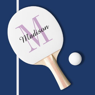 Purple Monogram and Name Personalised Ping Pong Paddle
