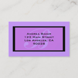 purple monogram business card