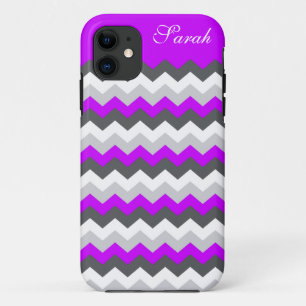 Purple Monogram Chevron ZigZag - Pick Your Colour! iPhone 11 Case