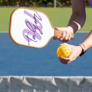 Purple monogram custom name and initial  pickleball paddle