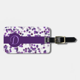 Purple Monogram Dots Luggage Tag
