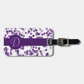 Purple Monogram Dots Luggage Tag