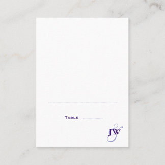 Purple Monogram Folded Place Cards