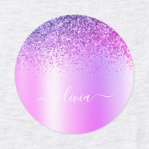 Purple Monogram Glitter Sparkle Girly Script