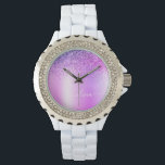 Purple Monogram Glitter Sparkle Girly Script<br><div class="desc">Purple Faux Foil Metallic Sparkle Glitter Brushed Metal Monogram Name Watch. This makes the perfect graduation,  birthday,  wedding,  bridal shower,  anniversary,  baby shower or bachelorette party gift for someone that loves glam luxury and chic styles.</div>