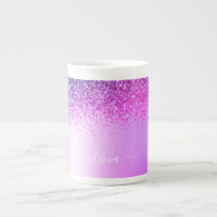 Purple Monogram Glitter Sparkle Girly Script