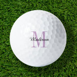 Purple Monogram Initial and Name Personalised Golf Balls<br><div class="desc">Elevate your golf game with our custom golf balls, personalised with a simple classic monogram initial and a script name overlay. Choose from a wide selection of colours to create a timeless design that’s truly unique. These golf balls make a perfect gift for any occasion, whether it’s Christmas, Father’s Day,...</div>