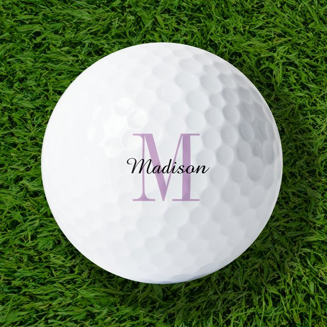 Purple Monogram Initial and Name Personalised Golf Balls (Creator Uploaded)