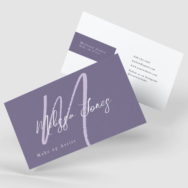 Purple Monogram Initial Elegant Minimalist  Business Card (Creator Uploaded)