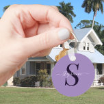 Purple Monogram Initial  First Name Simple Classic Key Ring<br><div class="desc">A simple and classic design where you can add your first name and initial.</div>