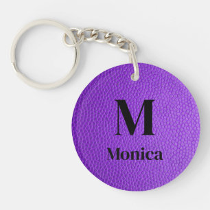 Purple Monogram Initial Keychain