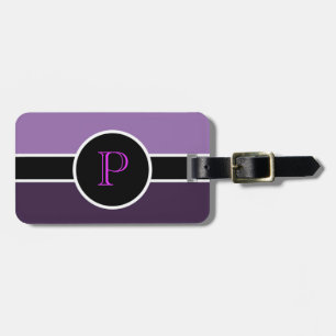 Purple Monogram Initial Modern Chic Travel Bag Luggage Tag