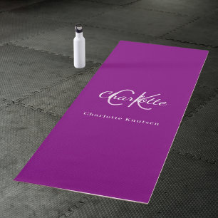 Purple monogram initials name yoga mat