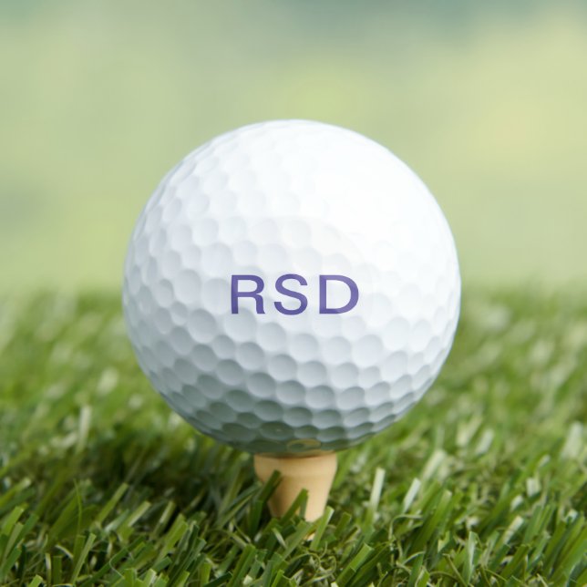 Purple Monogram Initials Personalised  Golf Balls (Insitu Tee)