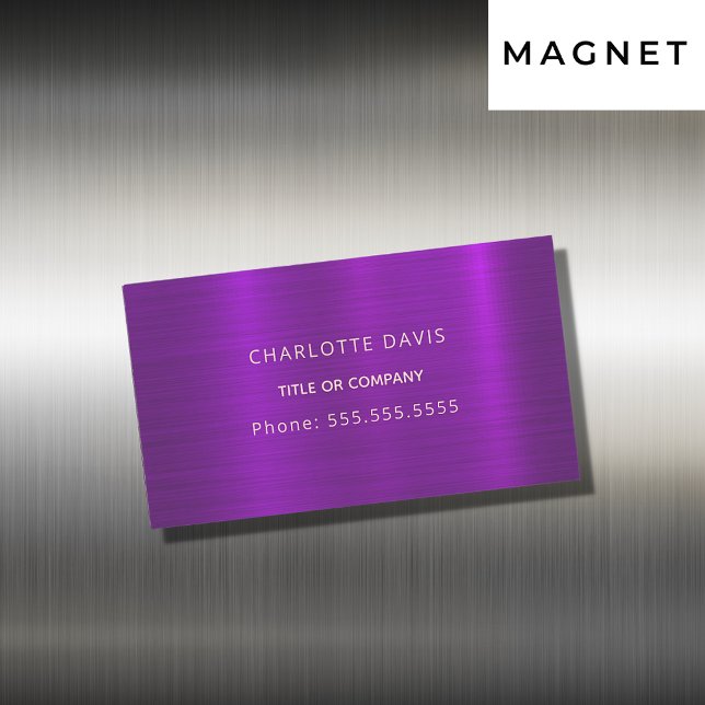 Purple monogram minimalist elegant magnetic business card (Creator Uploaded)