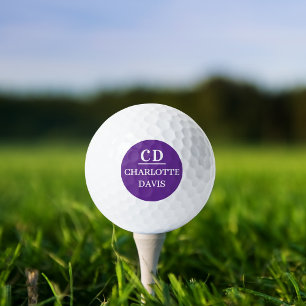 Purple monogram name golf balls