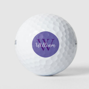 Purple Monogram Name Personalised Golf Balls