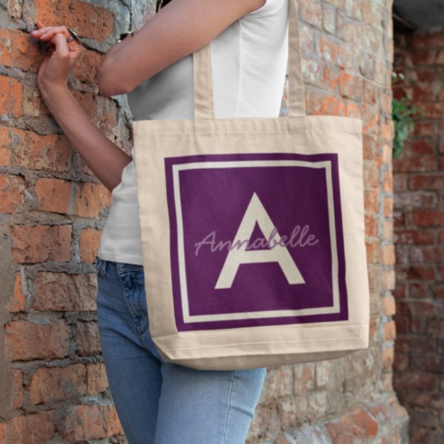Purple Monogram Personalised Tote Bag (Creator Uploaded)
