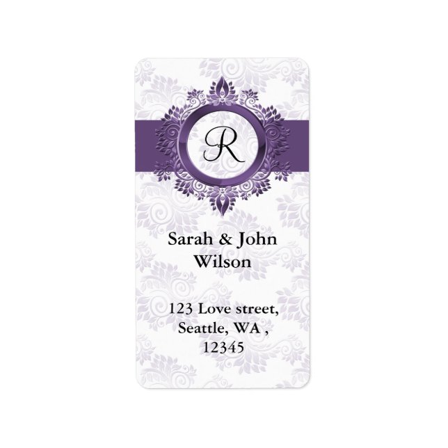 purple monogram return address label (Front)