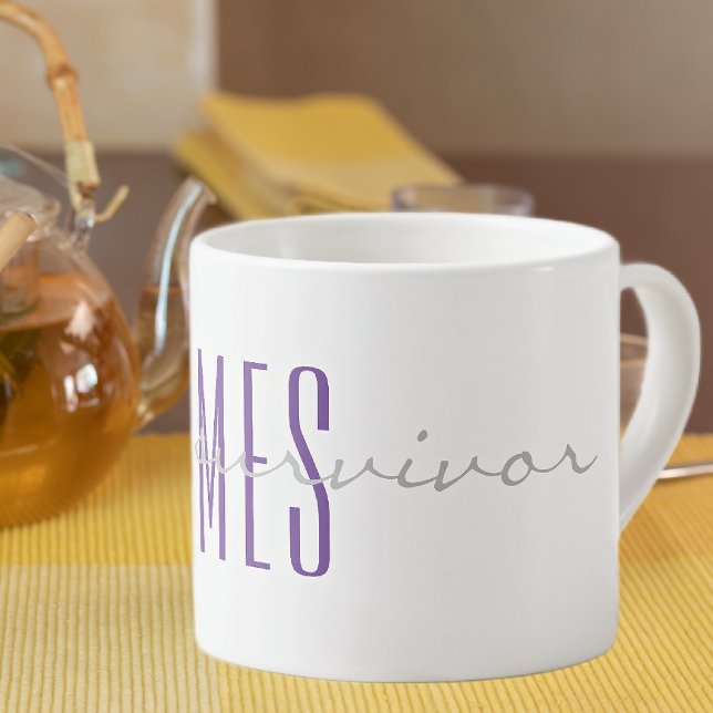 Purple Monogram Soft Grey i'm a survivor 6oz Espresso Cup (Creator Uploaded)