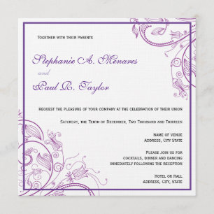 Purple Monogram Wedding Invitation